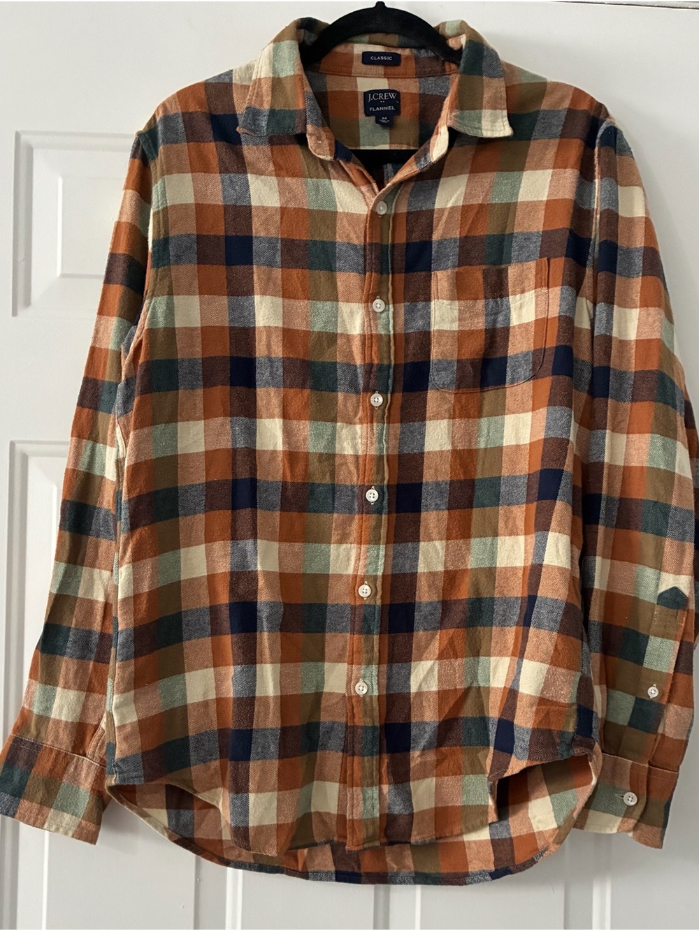 J. Crew Plaid Button-Down Shirt in Rust, Navy, Cream